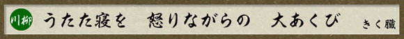 ◎川柳「うたた寝を　怒りながらの　大あくび／きく臓」